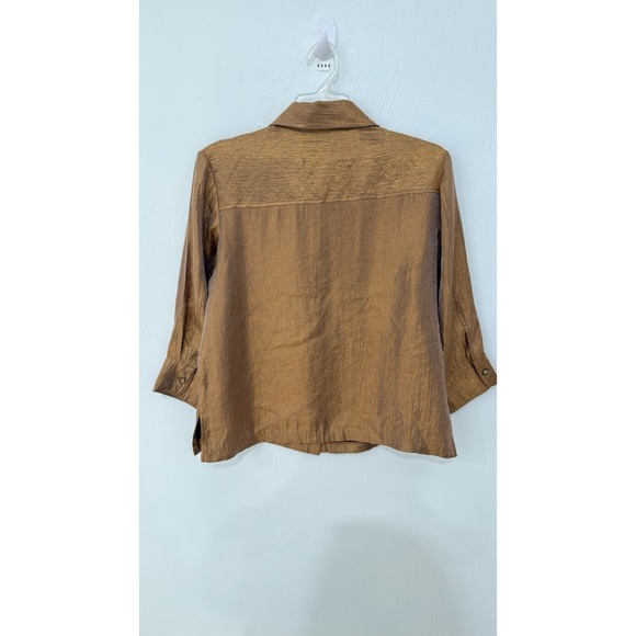 Coldwater Creek Linen Blend Button Front 3/4 Sleeve Shirt Top Womens Large - Picture 3 of 7